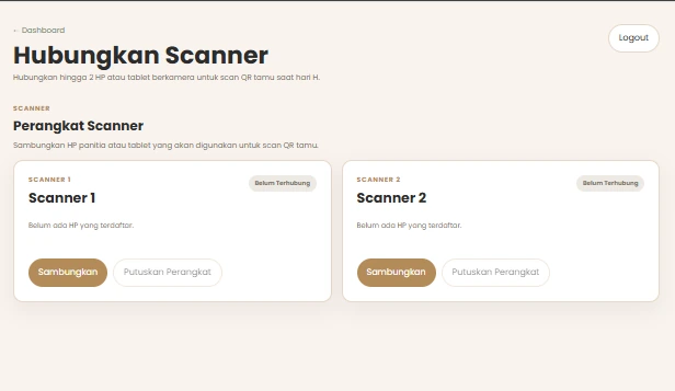 Halaman Hubungkan Scanner dengan dua slot perangkat